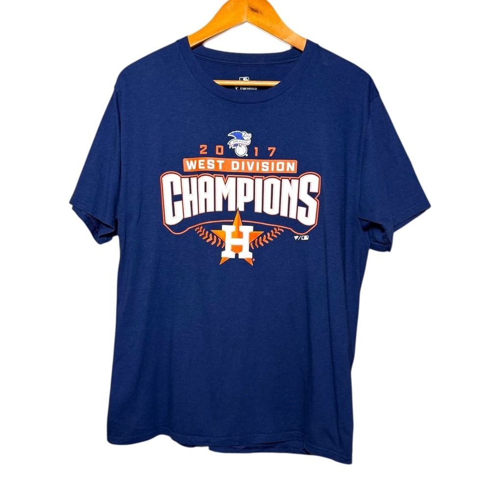 Fanatics Houston‎ Astros Mens Size Large 2017 World Series Champions Navy Tshirt